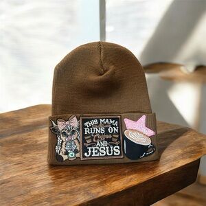 This Mama Runs On Coffee And Jesus Custom Beanie
